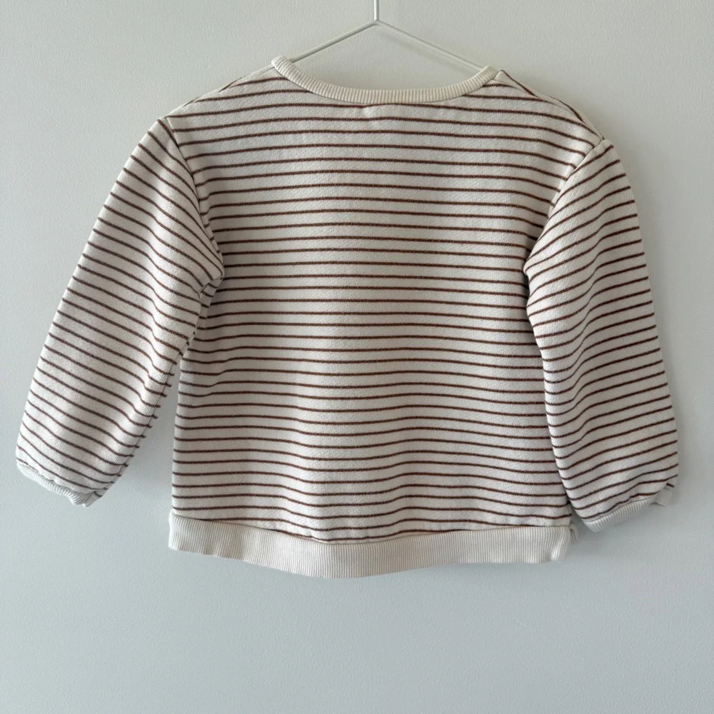 Zara Girls “Let’s Be Kind” Striped Sweatshirt | Appliqué Face | 4–5Y